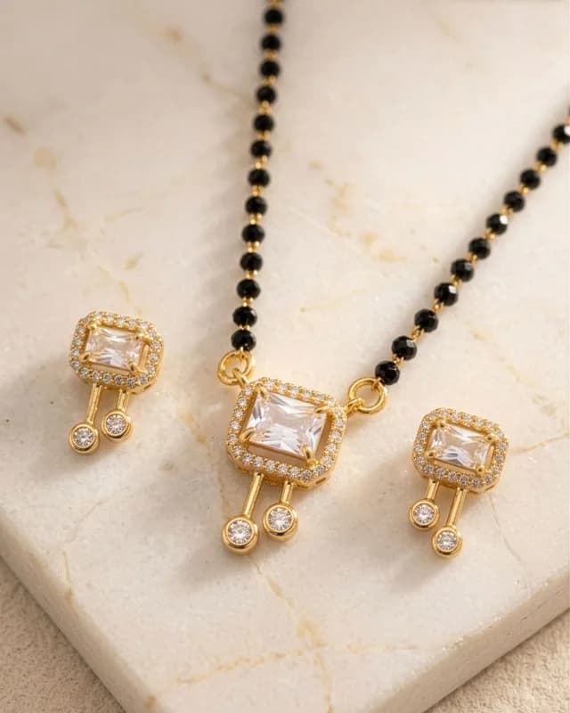 Aurelia Crystal Mangalsutra Necklace Set