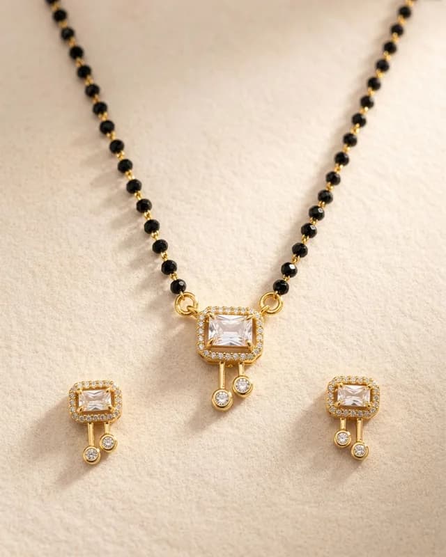 Aurelia Crystal Mangalsutra Necklace Set 4