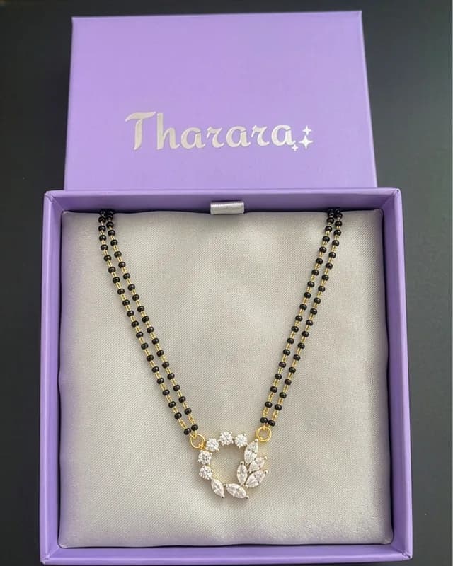 Celestial Leaf Crystal Mangalsutra Necklace 4