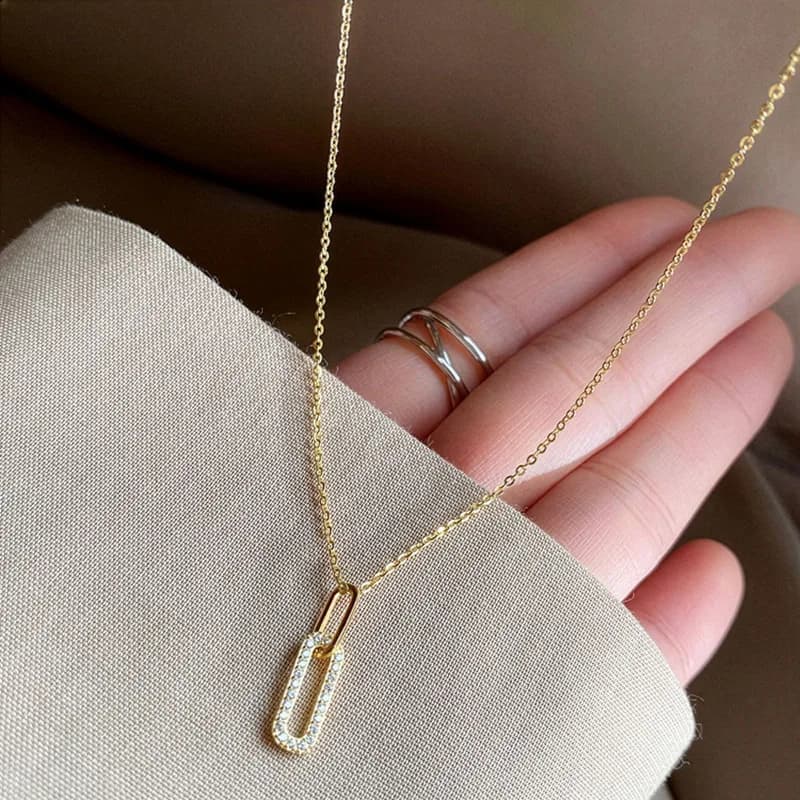 Rectangle Link Pendant Necklace