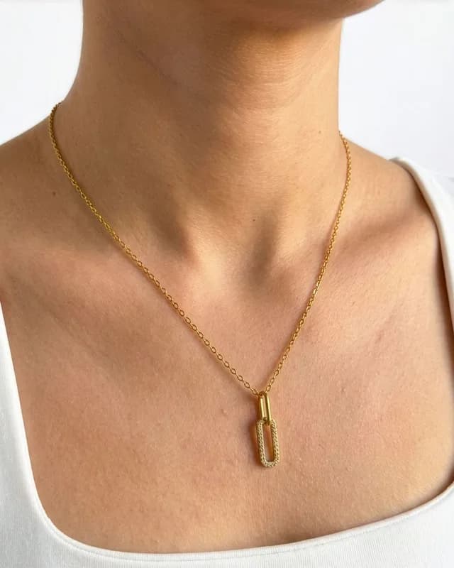 Rectangle Link Pendant Necklace 2