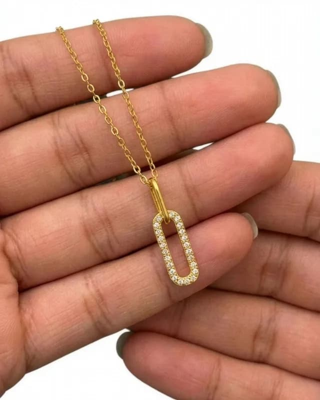 Rectangle Link Pendant Necklace 3