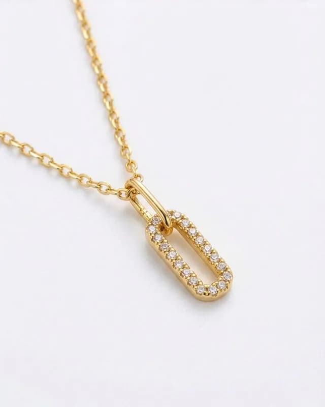Rectangle Link Pendant Necklace 4