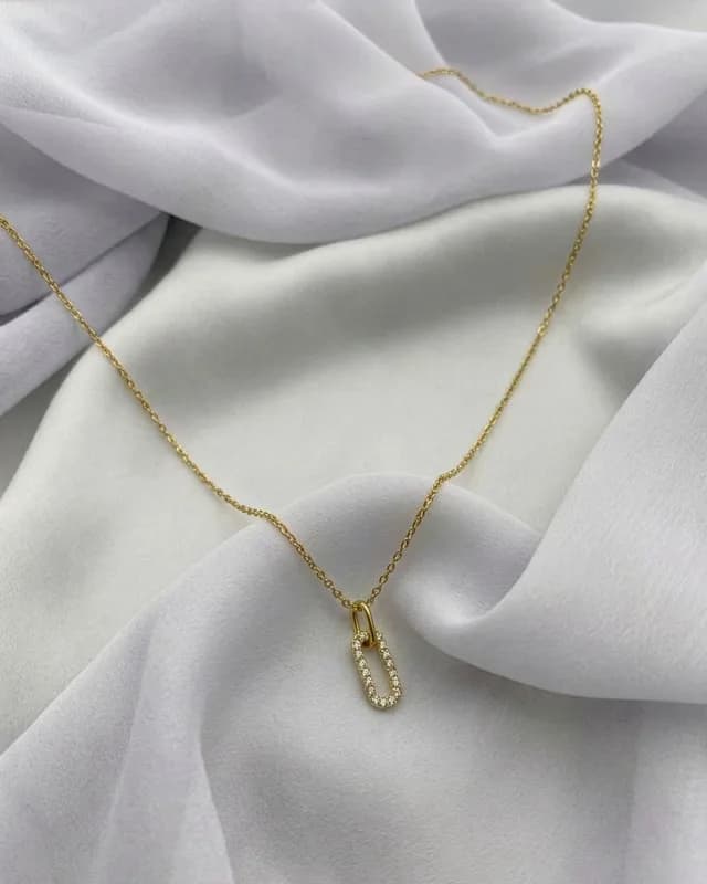 Rectangle Link Pendant Necklace 5