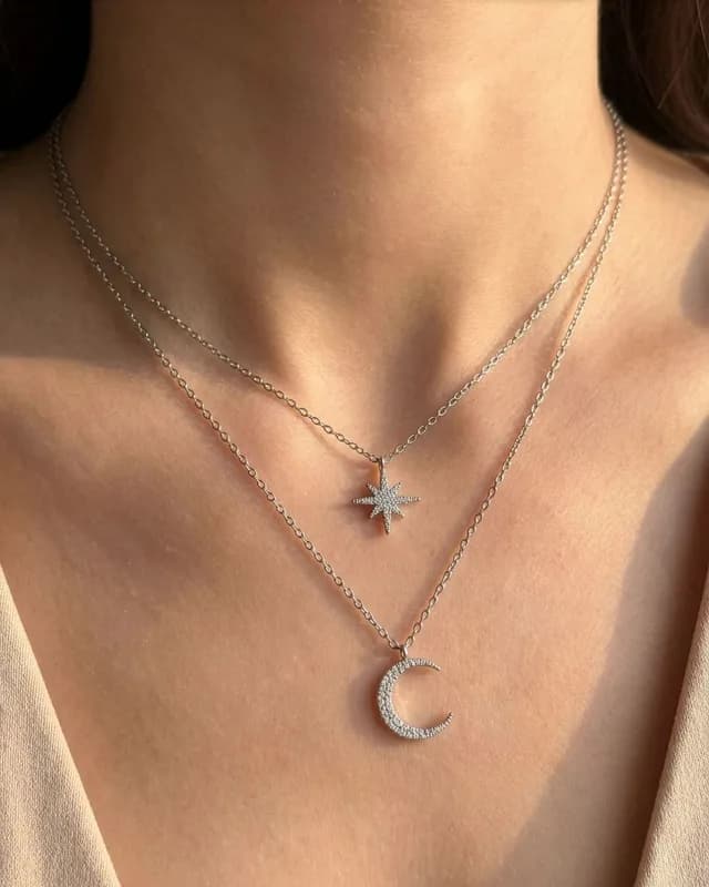 Star Moon Double Layer Necklace