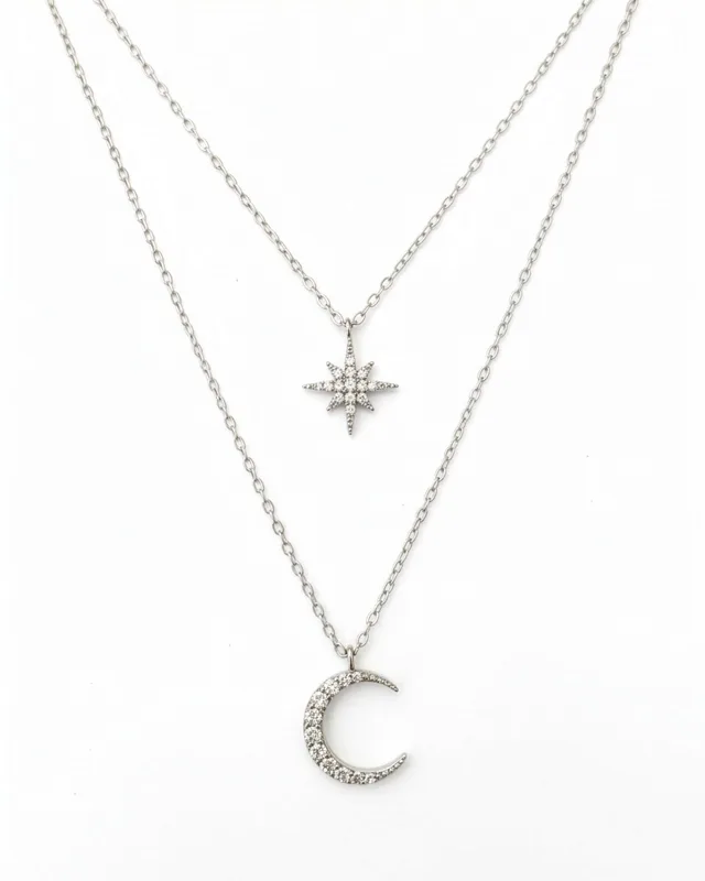 Star Moon Double Layer Necklace 2