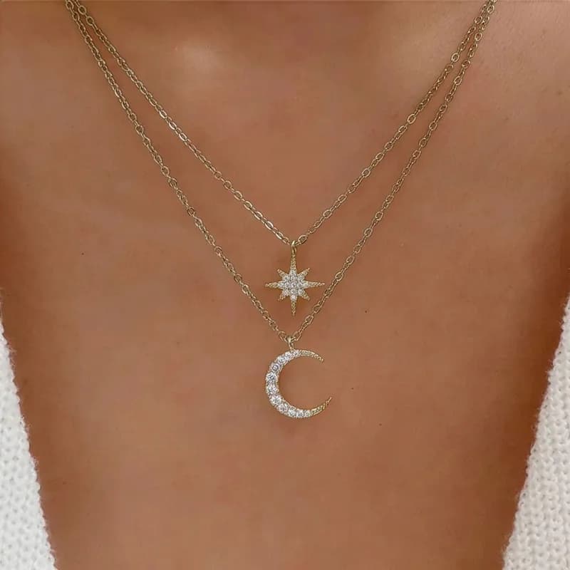 Star Moon Double Layer Necklace 3